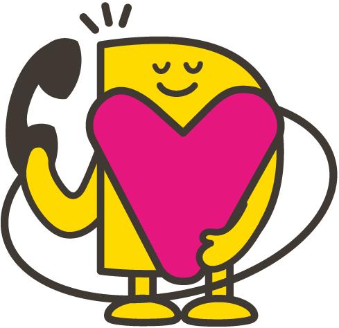 DとVでできたキャラクターが受話器を持っているイラスト