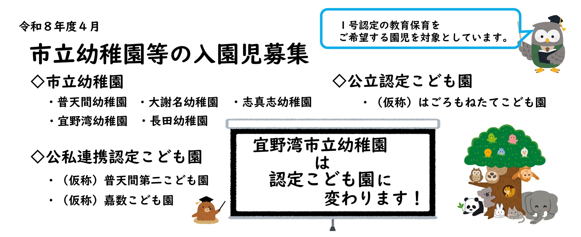 令和8年度4月市立幼稚園等の入園児募集