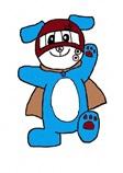 左手足をあげている犬「ケンシン君」のイラスト