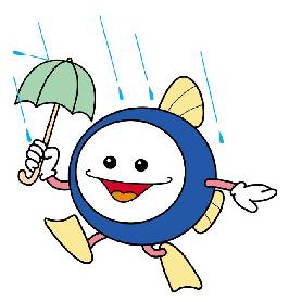 傘を差しているお魚のイラスト