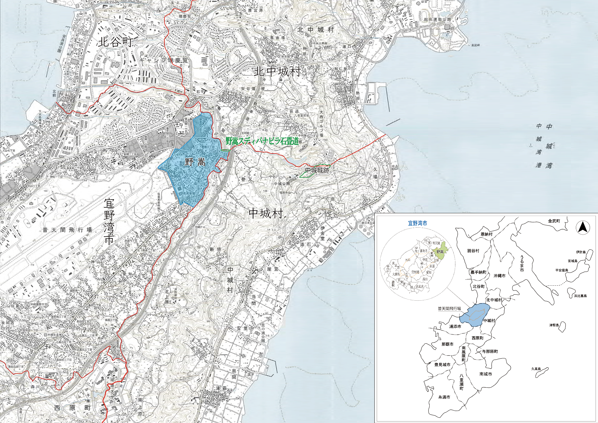 野嵩スディバナビラ石畳道の位置図