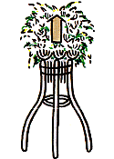 3本脚の上に飾られた葬式用の花輪のイラスト
