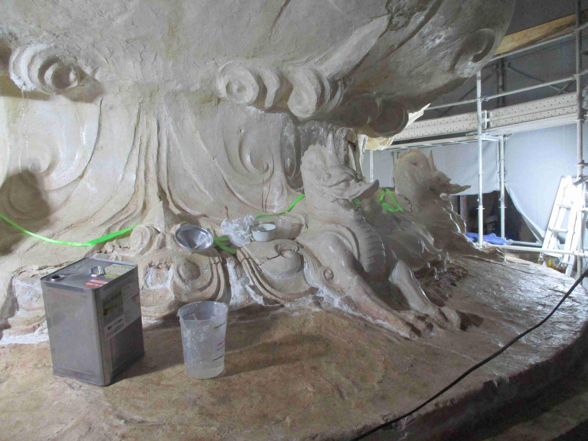 原型下部(台座)の補修状況2