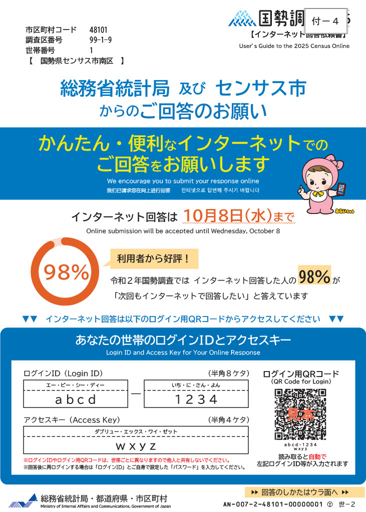 インターネット回答依頼書（表）