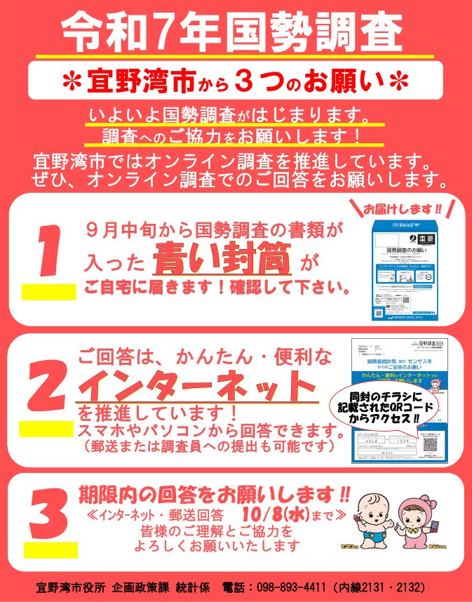 令和7年国勢調査　宜野湾市から3つのお願い