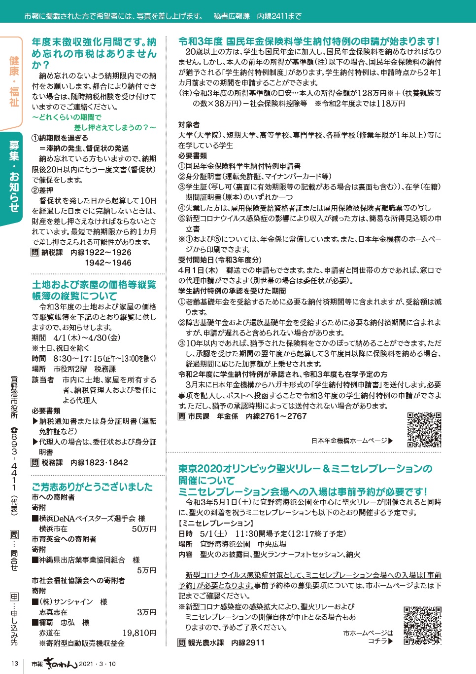 市報ぎのわん3月号13ページ