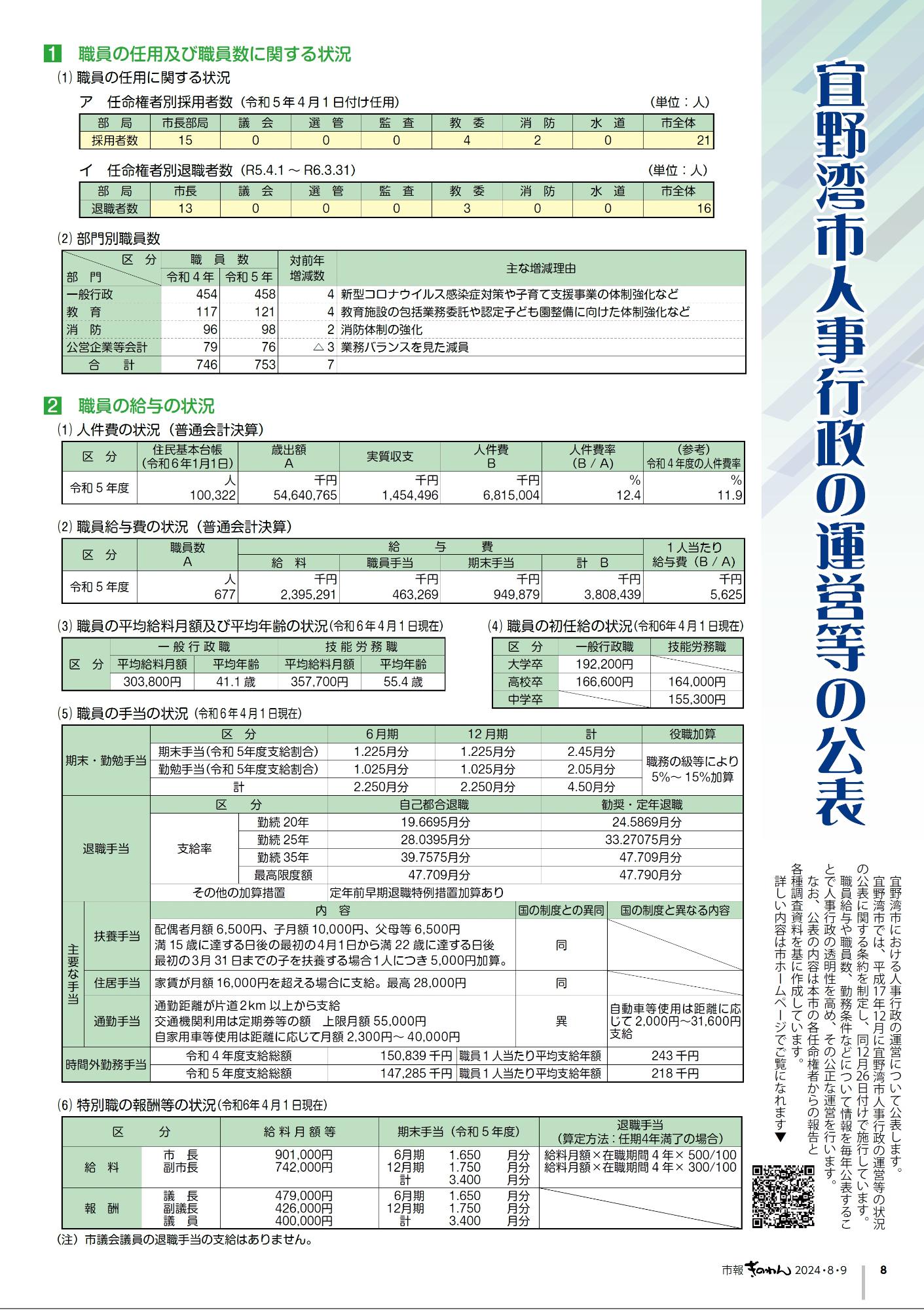 8ページ目　宜野湾市人事行政の運営等の公表