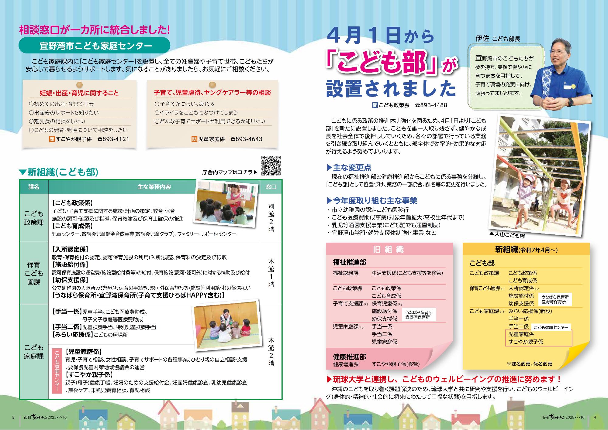 4～5ページめ　4がつ1にちから「こどもぶ」がせっちされました