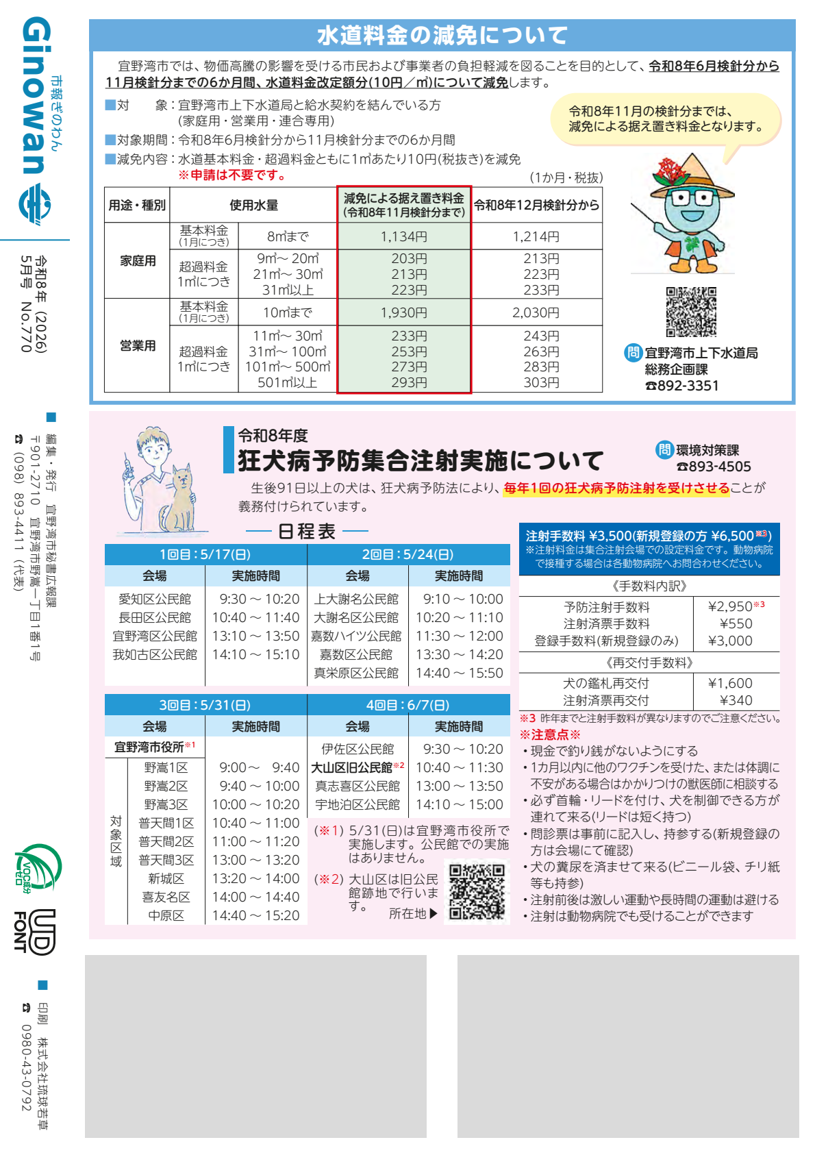 せびょうし　・すいどうりょうきんの　げんめんについて　・れいわはちねんど　きょうけんびょうよぼう　しゅうごうちゅうしゃ　じっしについて