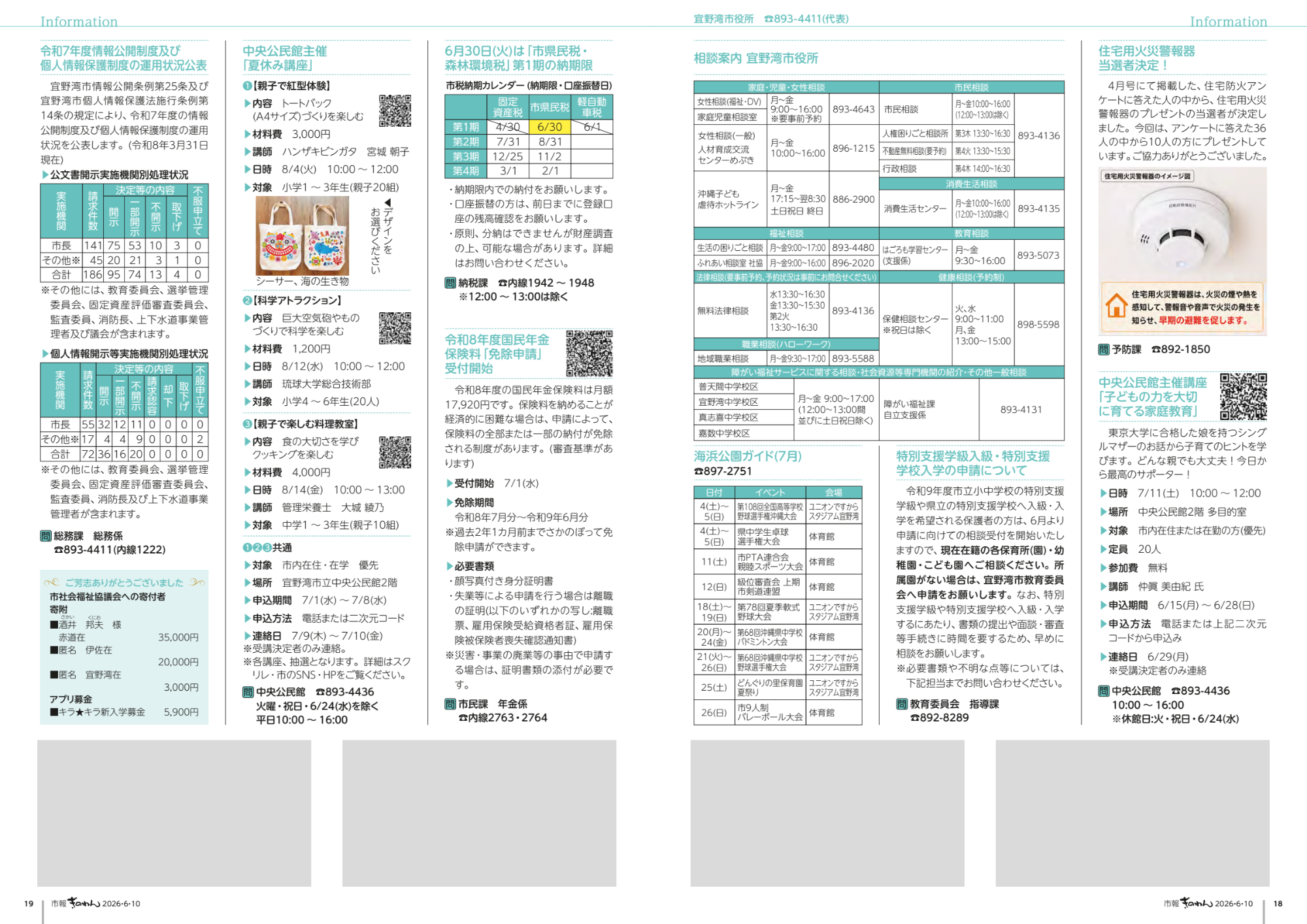 ・18～19ぺーじめ　・けんこうふくしだより　・じょうほうぼしゅうだより