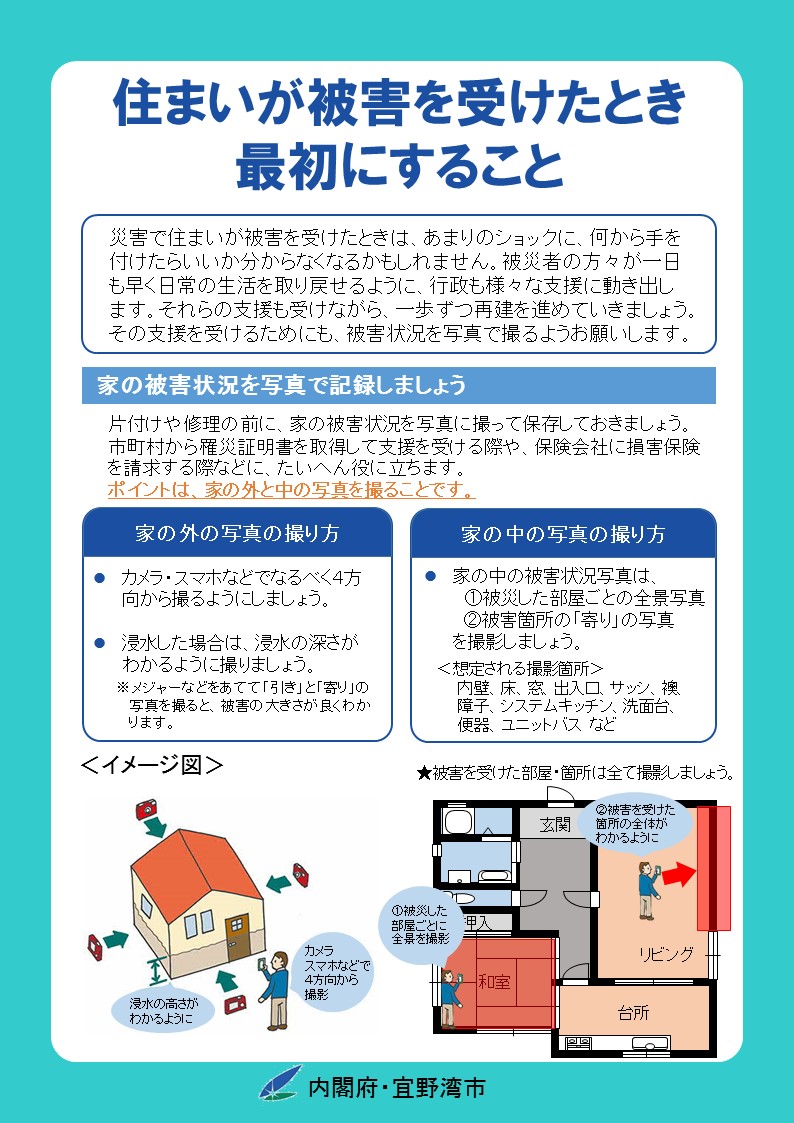 住まいが被害の受けたときに最初にすること