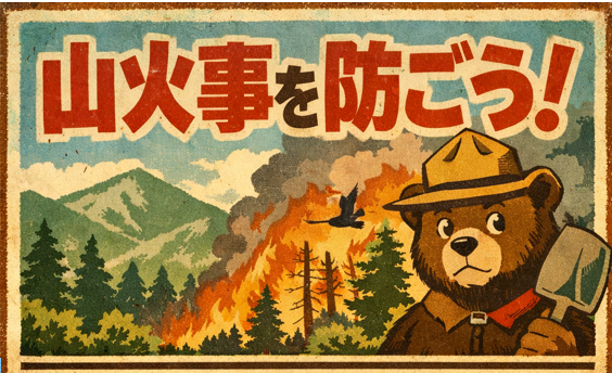 山火事を防ごうと呼びかける画像