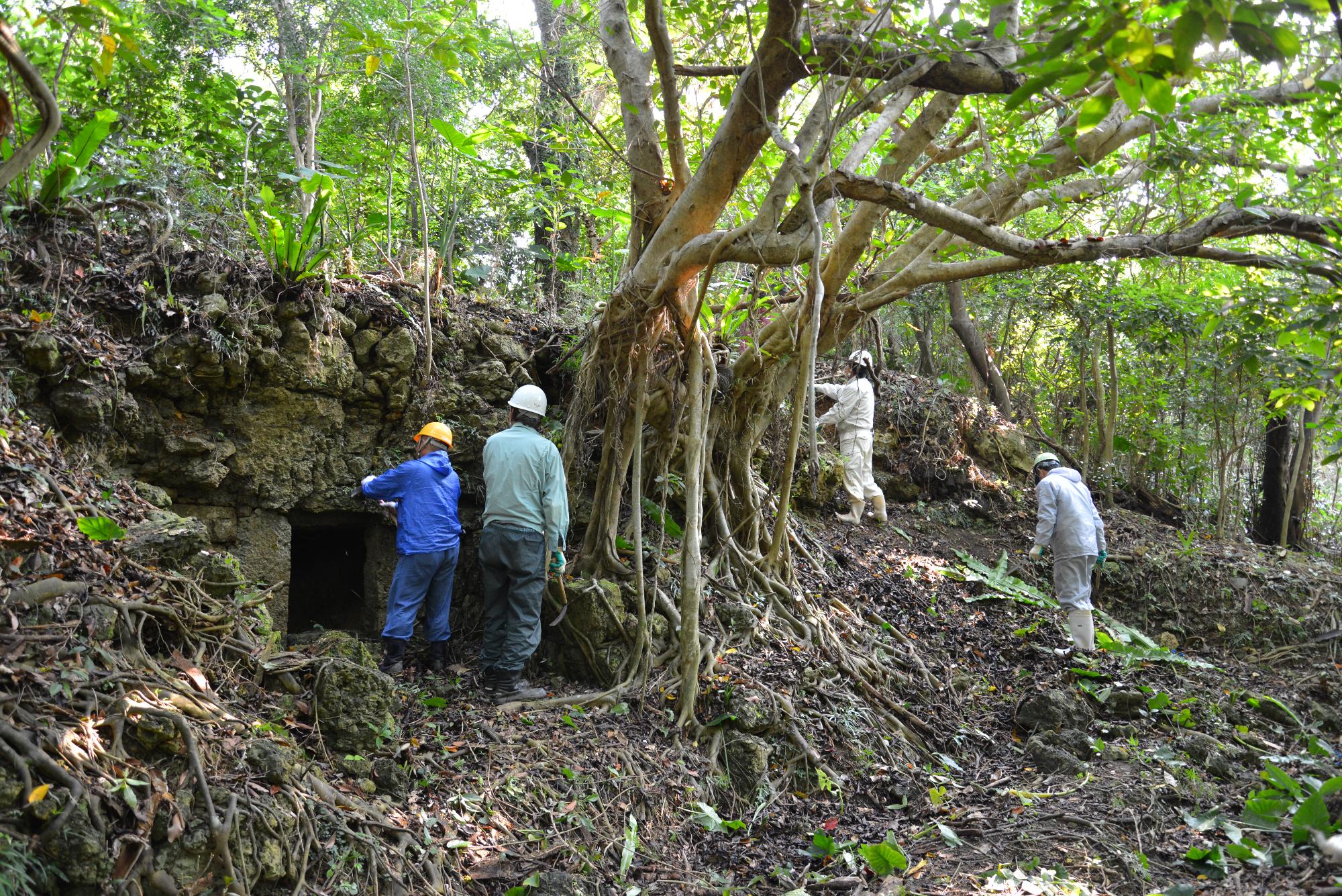 赤道シキロー流域古墓群の作業風景（2014年3月10日）