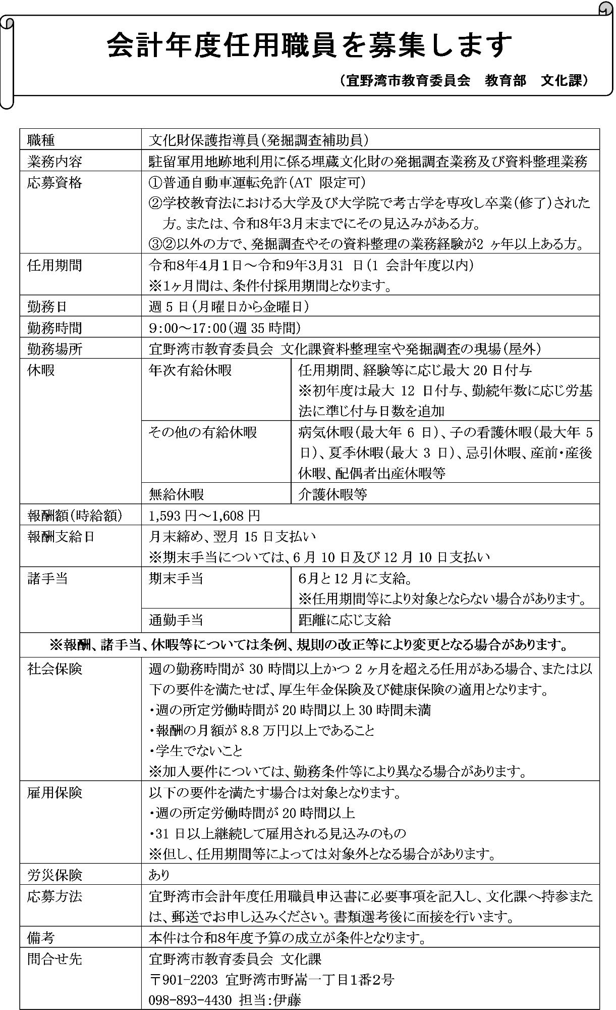 発掘保護指導員募集要項