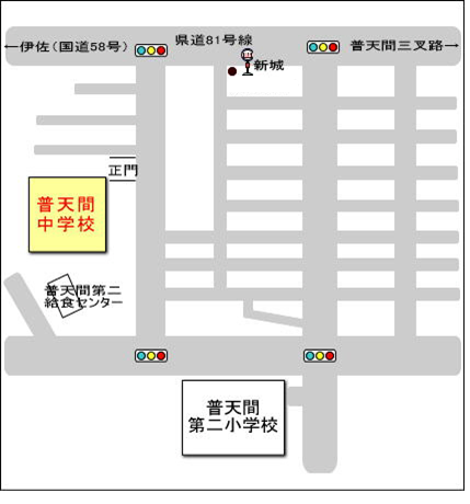 普天間中学校の地図