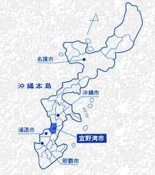 沖縄県本土全体の宜野湾市の位置の地図
