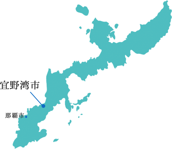 宜野湾市の位置を示す地図。沖縄本島中南部の中央に位置する。